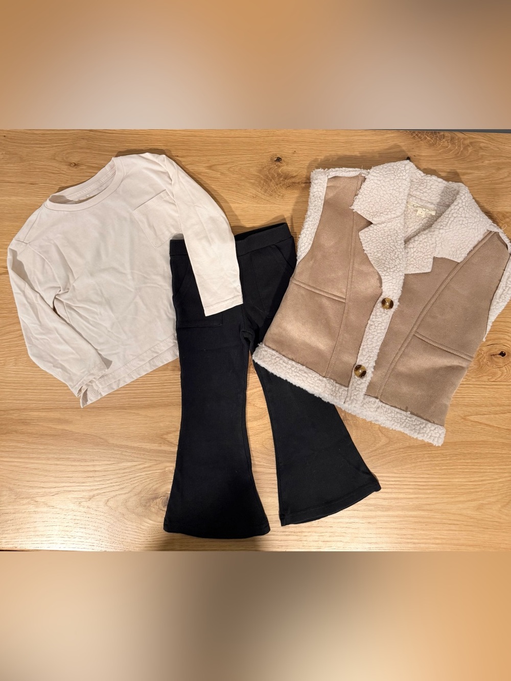 Jessica Simpson Cream Sherpa Jacket - Plush Fleece Three Piece Outfit